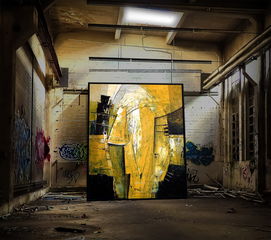 绘画,厂区建设,废墟,失去的地方,丙烯画,画廊,展览,演示文稿,大会,图形,行业,分手